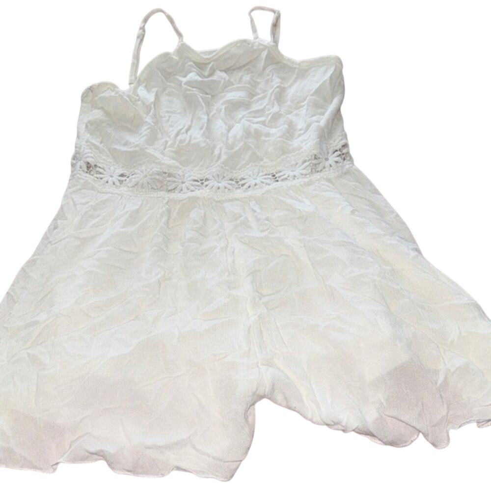 SHEIN White Lace Trim Romper Womens Medium Excellent Elegant Summer One Piece